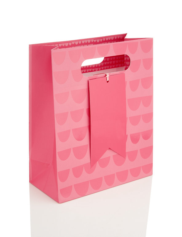Medium Pink Scallop Gift Bag Image 1 of 2