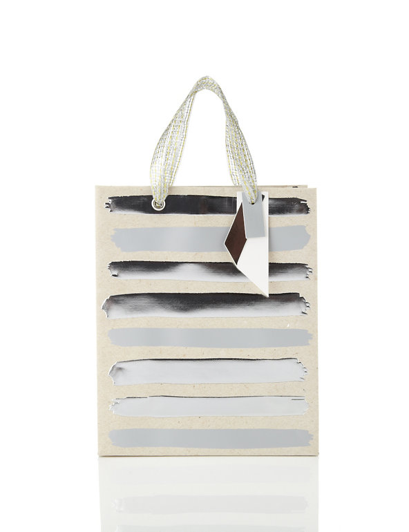 Medium Silver Striped Gift Bag Image 1 of 2