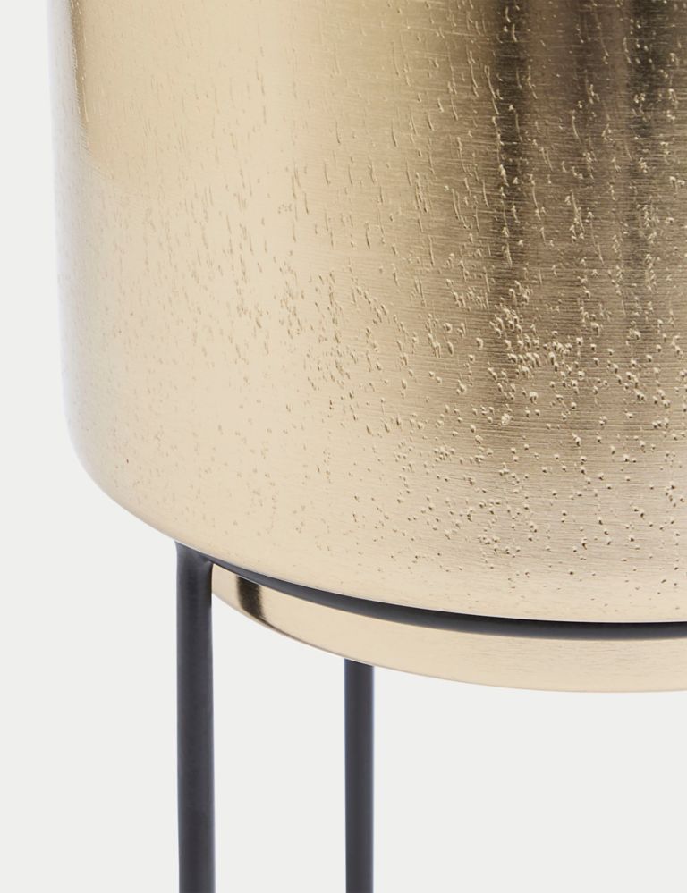 Medium Textured Gold Planter with Stand 3 of 3