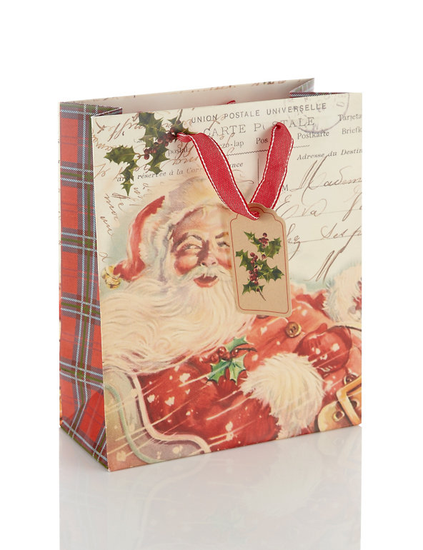 Medium Traditional Santa Christmas Gift Bag Image 1 of 2