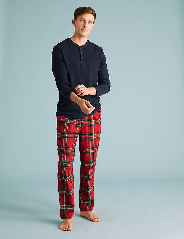 Mens Checked Family Christmas Pyjama Set Marks & Spencer Men Clothing Loungewear Pajamas 