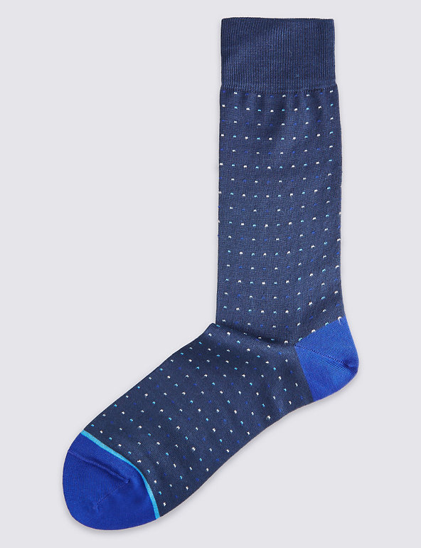 Mercerised Cotton Pindot Design Socks Image 1 of 2