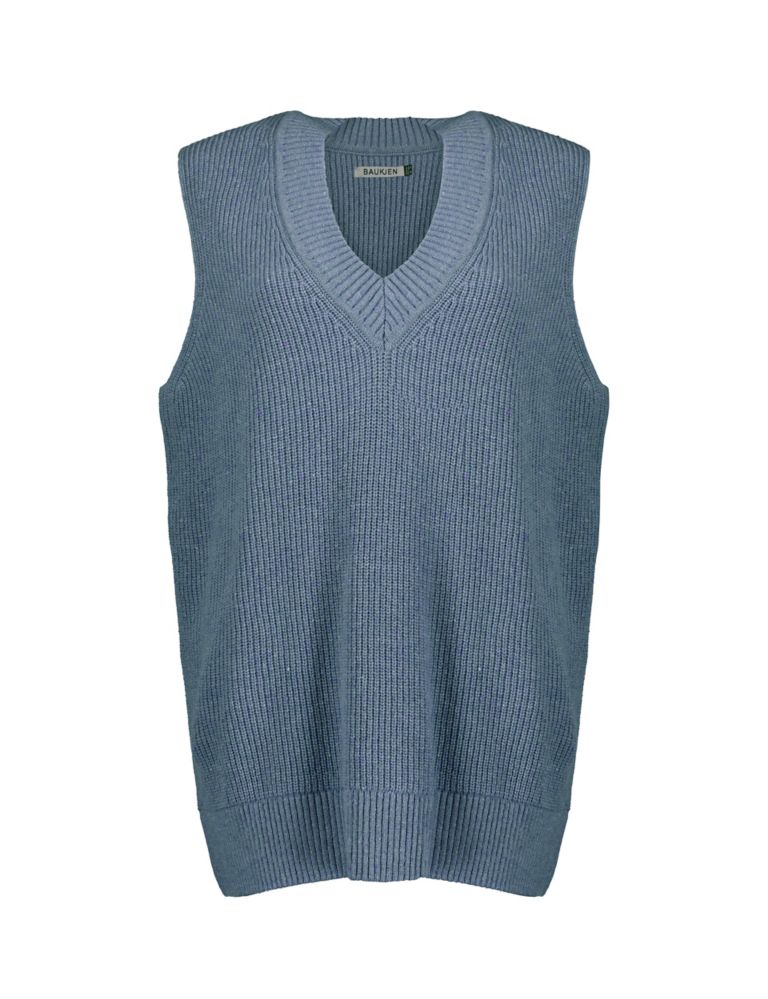 Merino Wool Blend V-Neck Knitted Vest 2 of 5