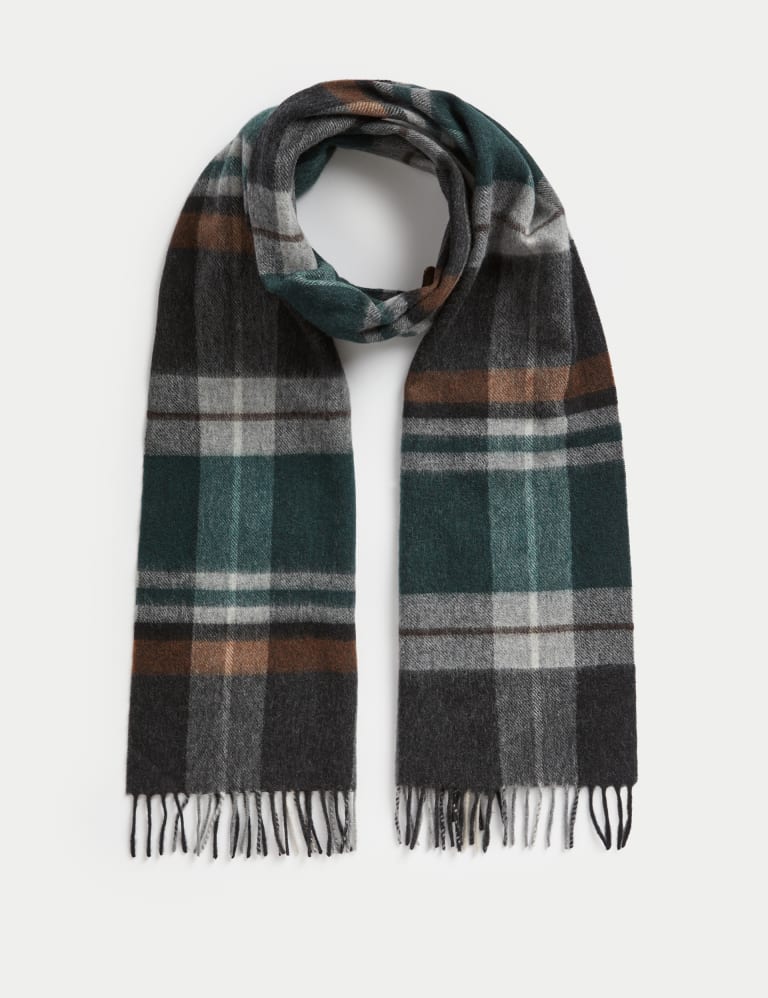 Check merino cheap wool scarf