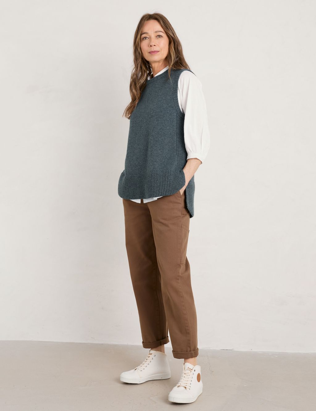 Merino Wool Rich Crew Neck Knitted Top 3 of 5