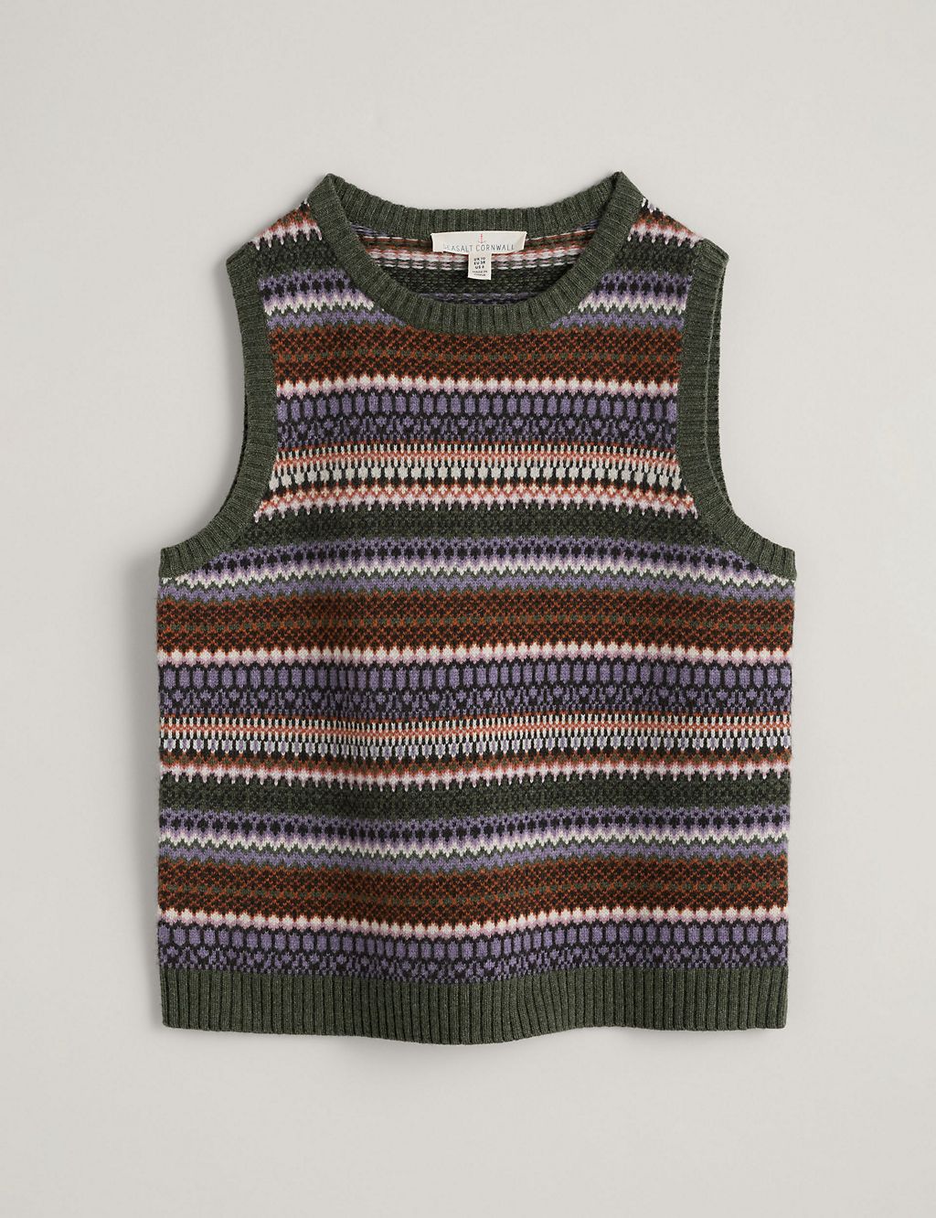 Merino Wool Rich Fair Isle Knitted Vest 1 of 6