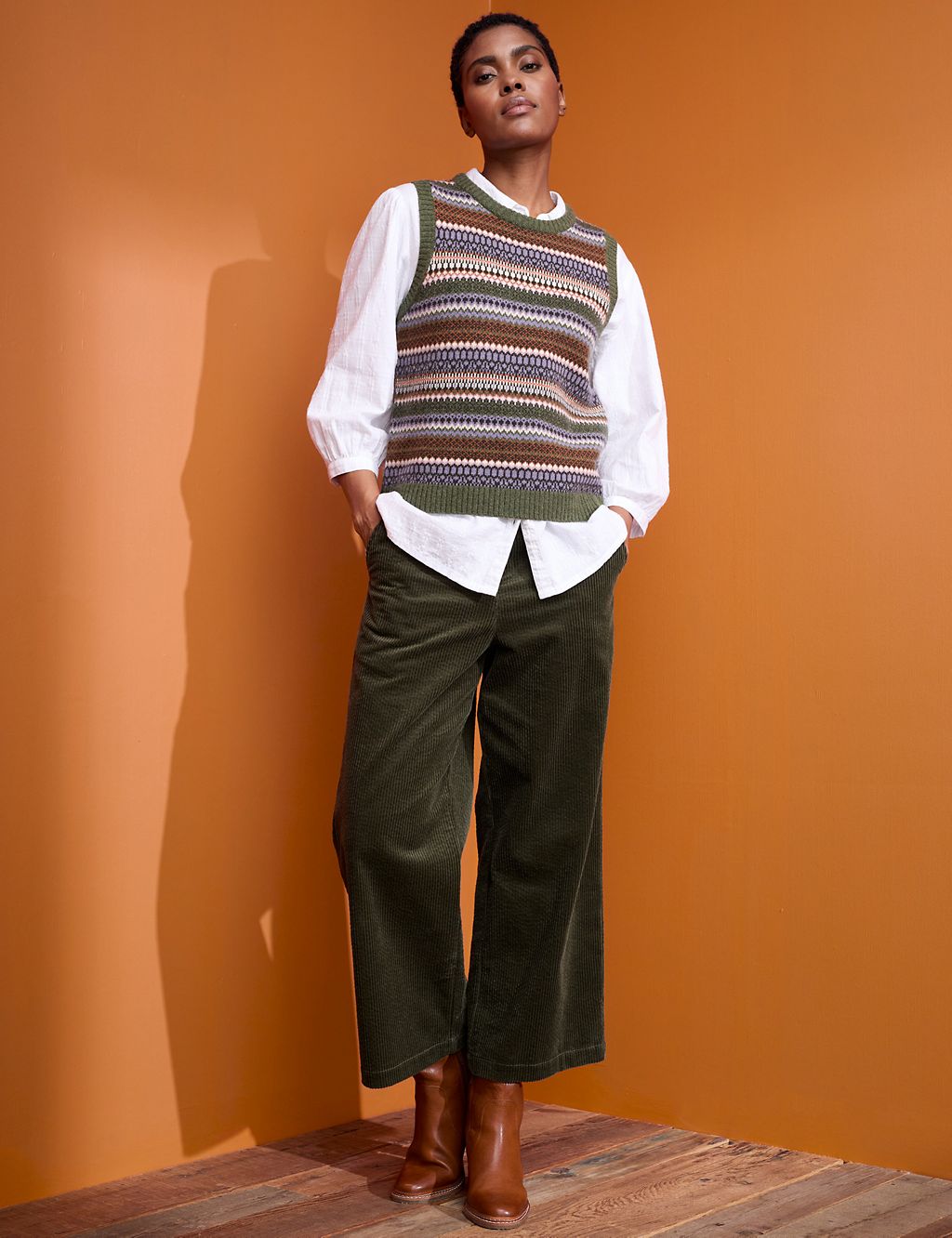 Merino Wool Rich Fair Isle Knitted Vest 4 of 6