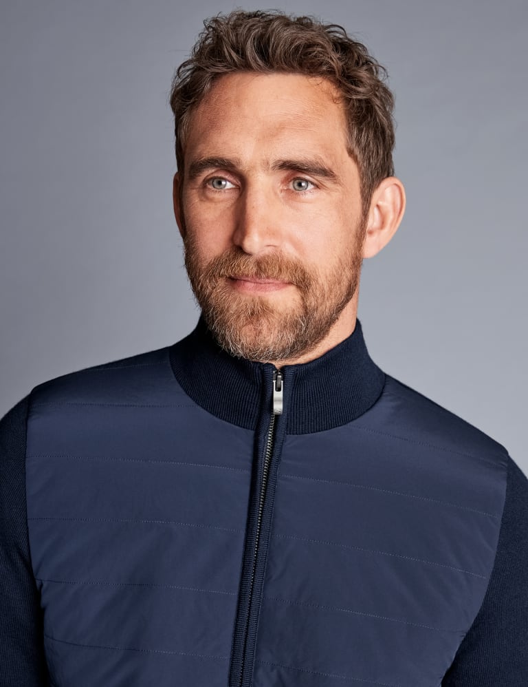 Merino Wool Rich Funnel Neck Padded Jacket