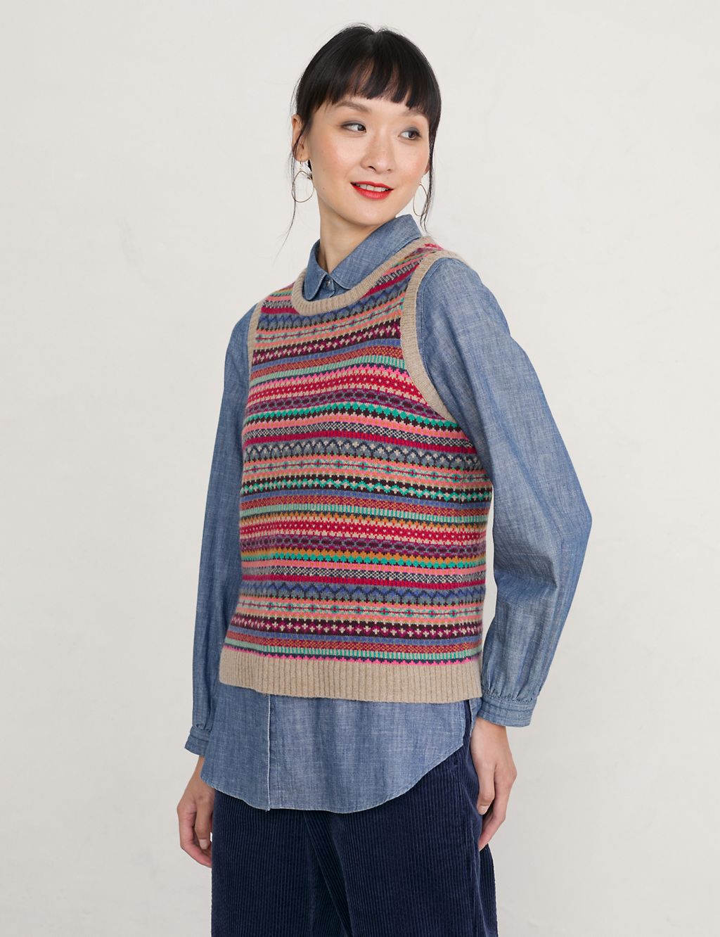 Merino Wool Rich Jacquard Knitted Vest 3 of 5