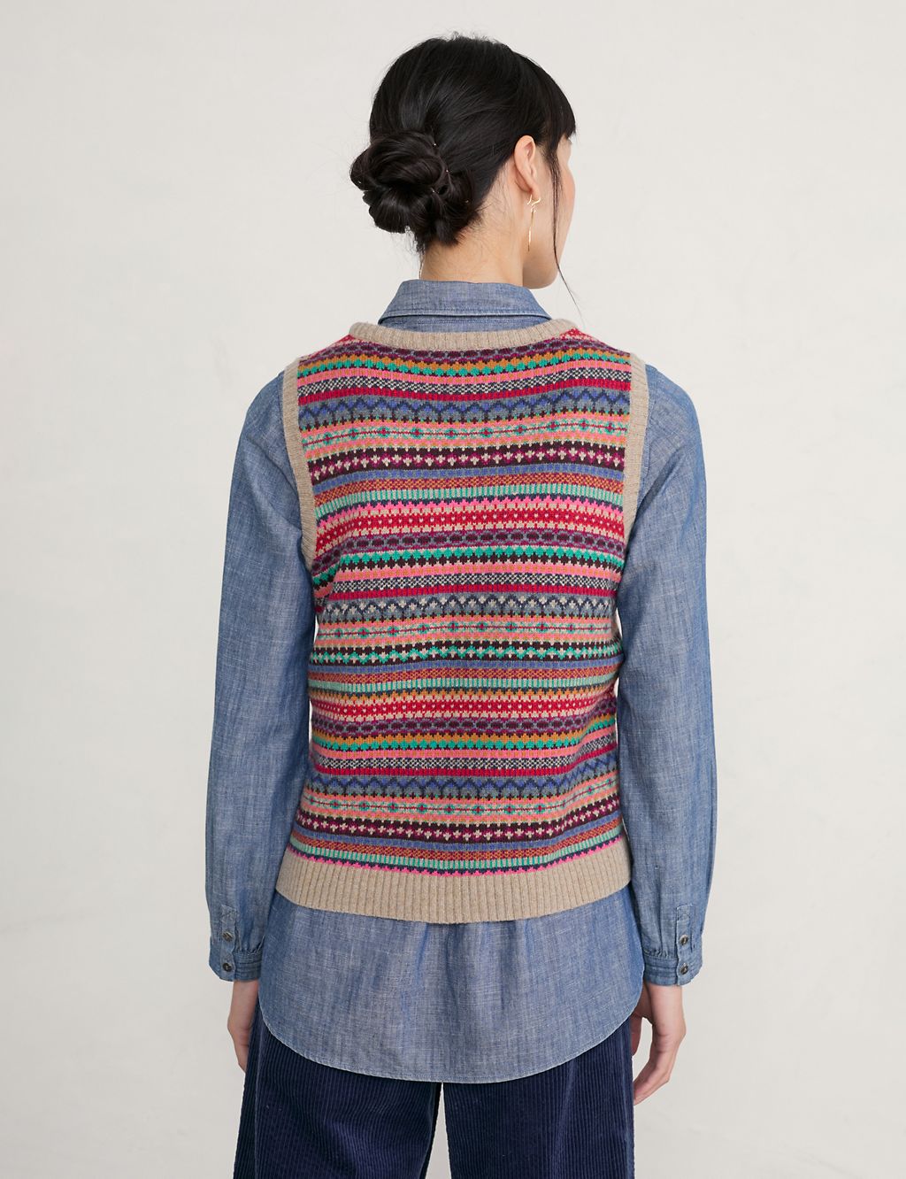 Merino Wool Rich Jacquard Knitted Vest 2 of 5