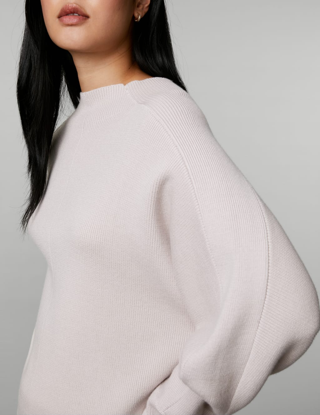 Merino Wool Rich Ribbed Funnel Neck Jumper JAEGER M&S