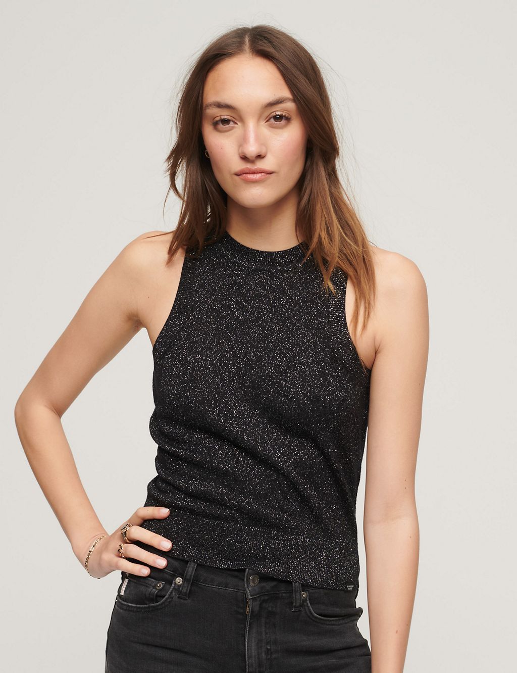 Merino Wool Rich Sparkly Knitted Vest | Superdry | M&S