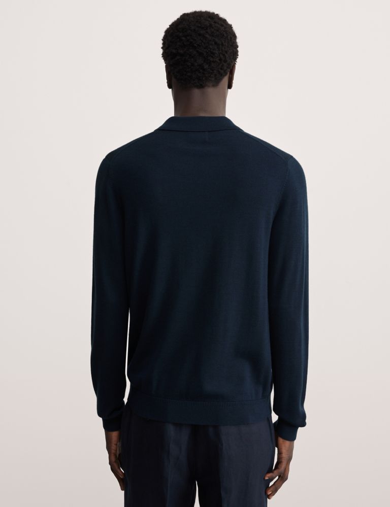 Merino Wool Silk Blend Knitted Polo Shirt 5 of 6