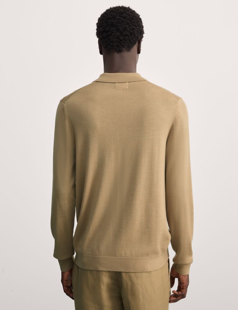 Merino Wool Silk Blend Knitted Polo Shirt 5 of 6