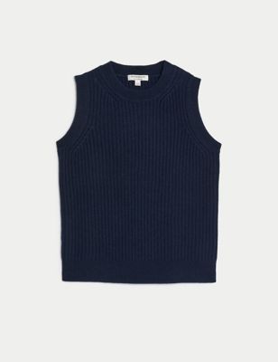Merino Wool With Cashmere Knitted Vest Image 2 of 6