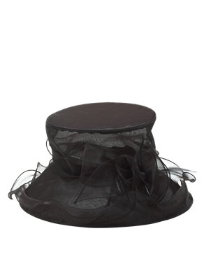 Mesh & Faux Feather Fluted Organza Hat Image 2 of 3