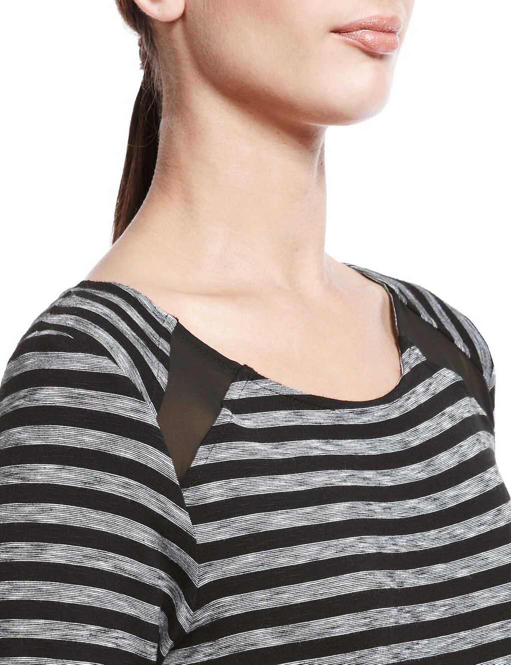 Mesh Insert Striped Top 5 of 7