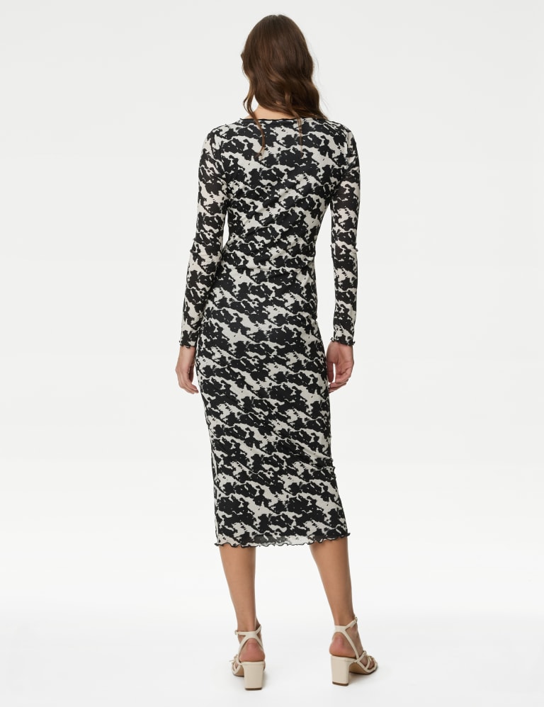 Mesh Jersey Printed Midi Column Dress 4 of 4