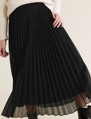 Black Polka Dot Print Elasticated Mesh Skirt