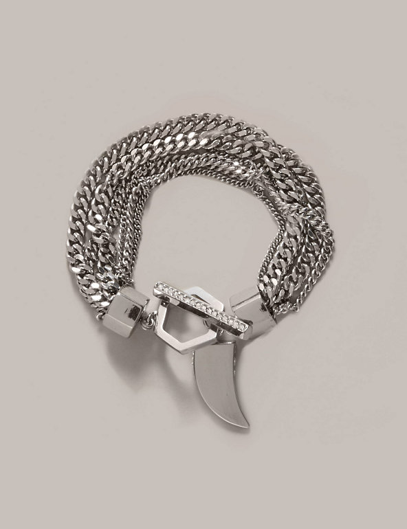 Metal Horn Diamanté T-Bar Bracelet Image 1 of 1