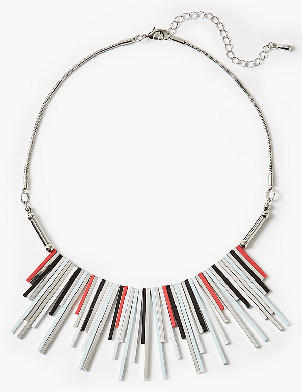 Metal Striped Fan Necklace Image 1 of 2