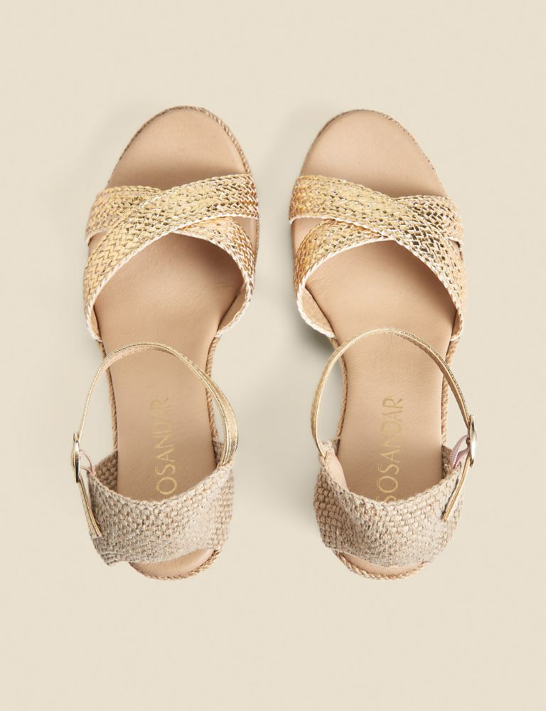 Metallic Ankle Strap High Wedge Espadrilles 3 of 4
