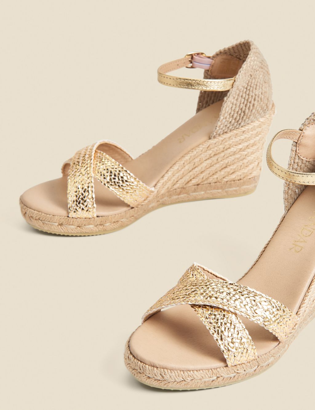 Metallic Ankle Strap High Wedge Espadrilles 4 of 4