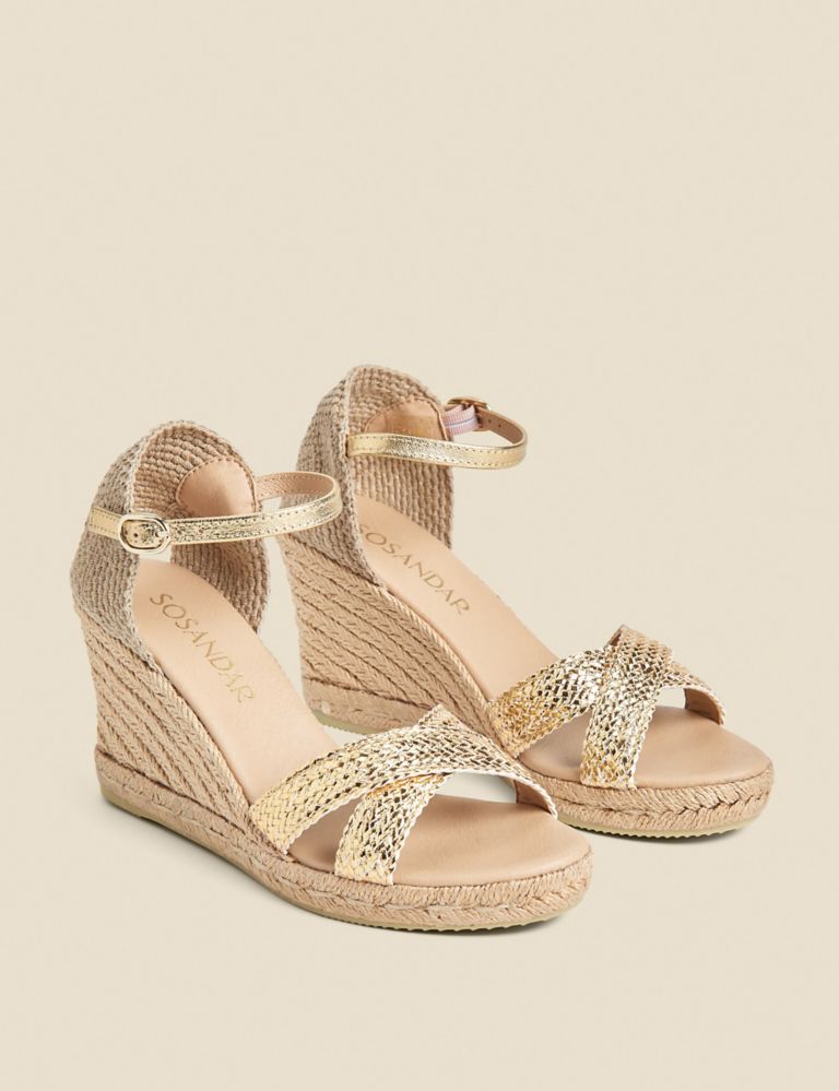 Metallic Ankle Strap High Wedge Espadrilles 2 of 4