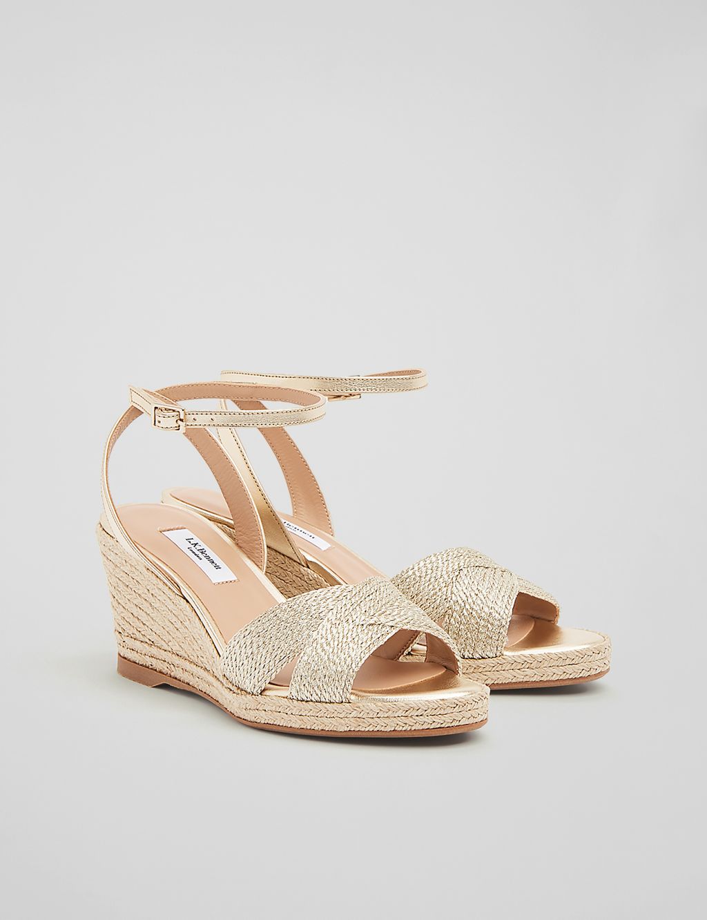 Metallic Ankle Strap Wedge Sandals 1 of 4
