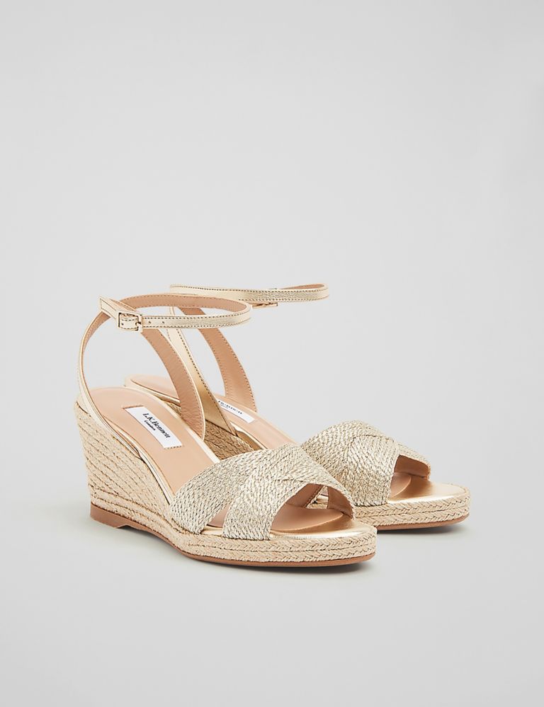 Metallic Ankle Strap Wedge Sandals 2 of 4