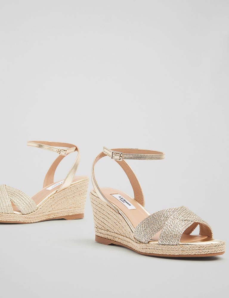 Metallic Ankle Strap Wedge Sandals 4 of 4