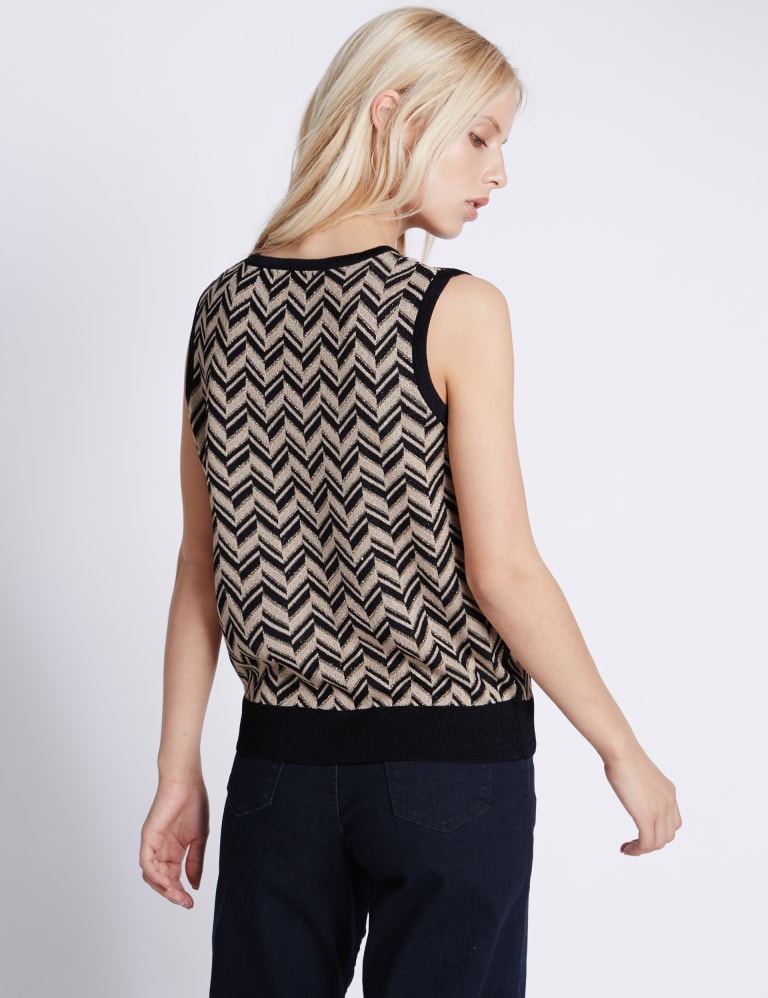 Metallic Chevron Sleeveless Jumper Limited Edition M S