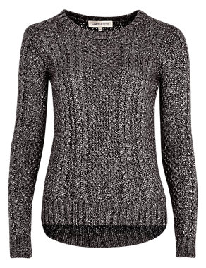 Metallic Effect Cable Knit Jumper Image 2 of 6