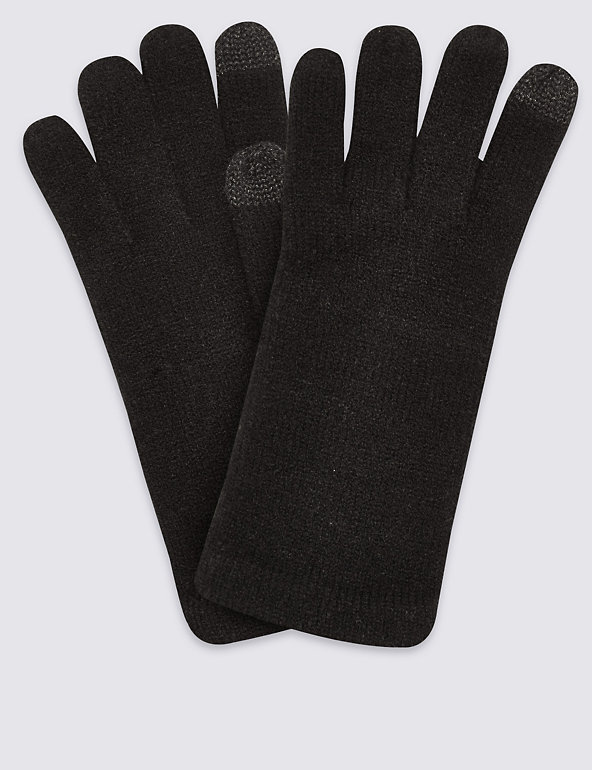 Metallic Effect Touchscreen Soft Knitted Gloves Image 1 of 2