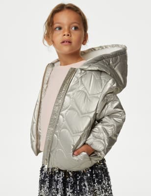 Metallic quilted jacket sale