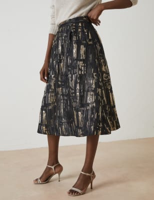 Metallic Jacquard Midi A-Line Skirt | FatFace | M&S