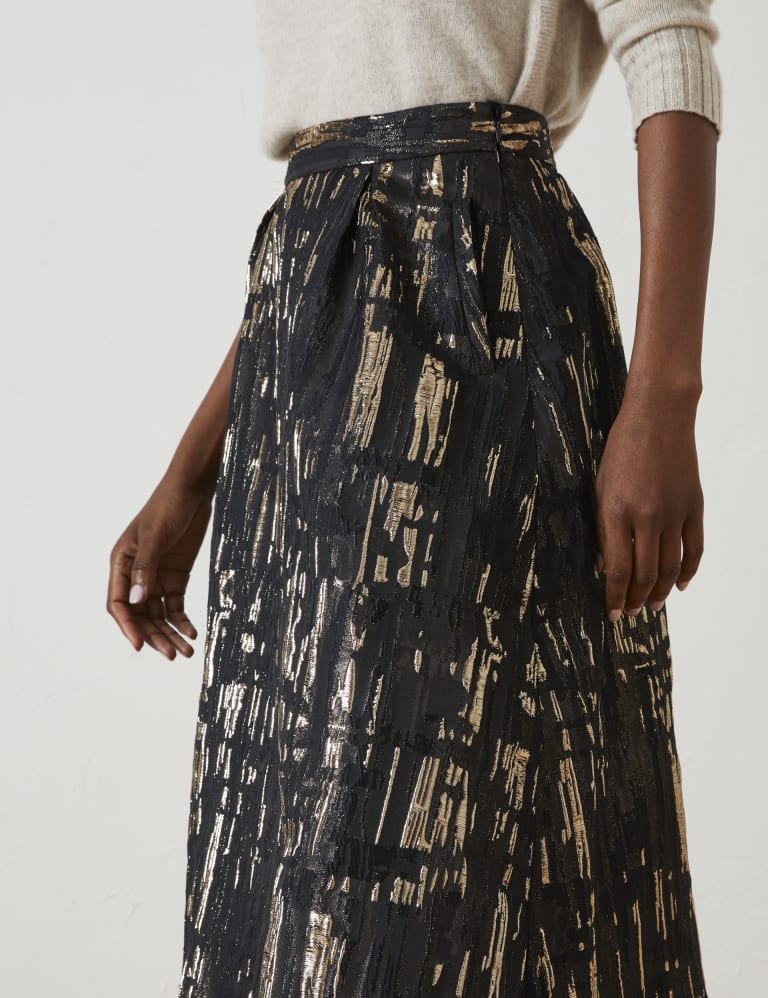 Metallic Jacquard Midi A-Line Skirt 5 of 6