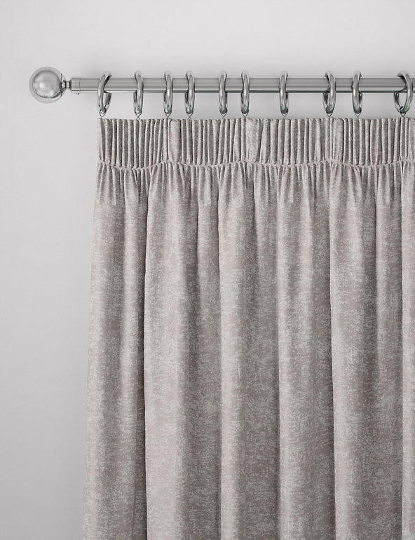 Metallic Jacquard Pencil Pleat Curtains, Metallic Grey Curtains