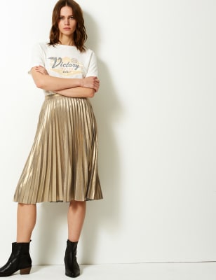 Metallic pleated 2024 skirt 6x6