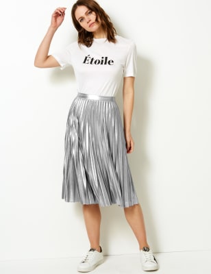 Metallic pleated shop skirt 48