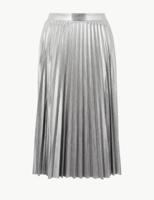 Metallic pleated 2025 skirt for sale