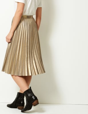 Metallic Jersey Pleated Skirt M S Collection M S