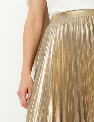 SHINY PLEATED LEGGINGS - Golden