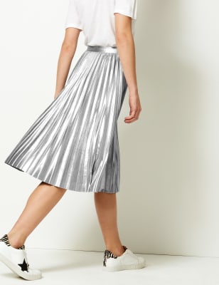 Metallic pleated skirt outlet mini