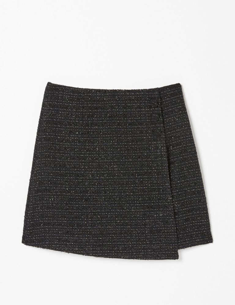 Metallic Mini Wrap Skirt with Wool 2 of 6