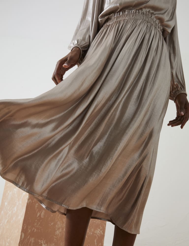 Marks and spencer metallic pleated skirt discount