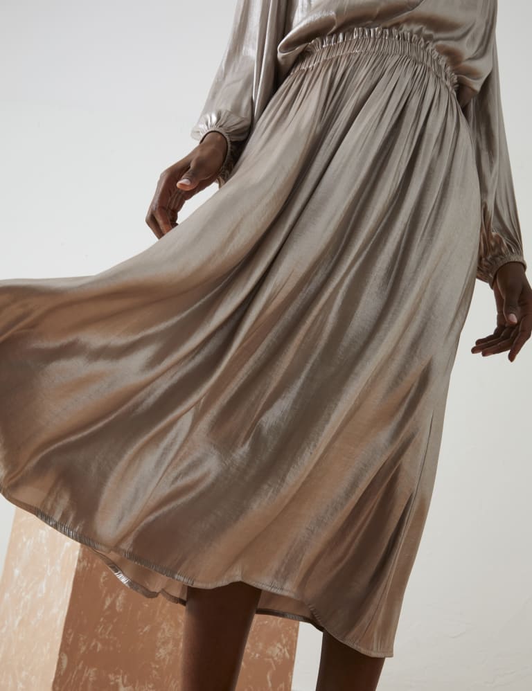 Metallic Pleated Midi Skirt 6 of 6