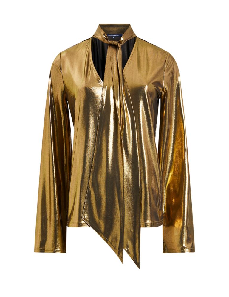 Buy Metallic Tie Neck Blouse | French Connection | M&S