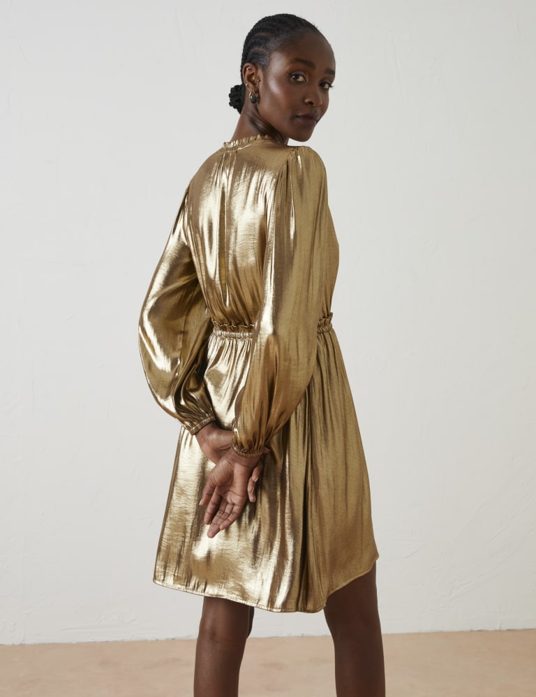 Gold lame top wrap dress