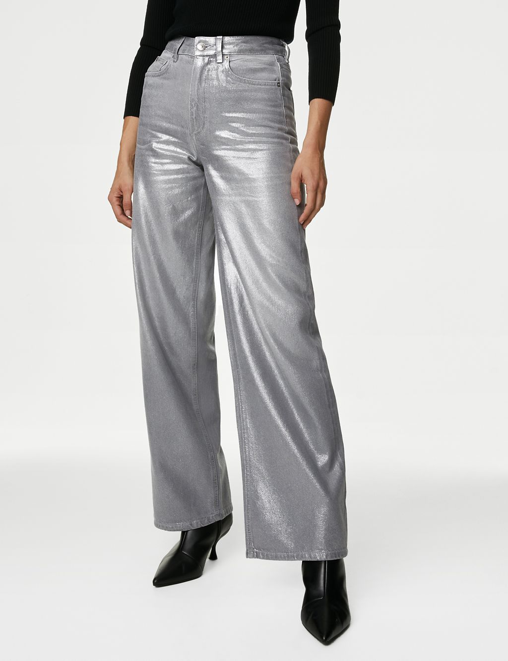 Metallic Wide Leg Jeans | M&S Collection | M&S